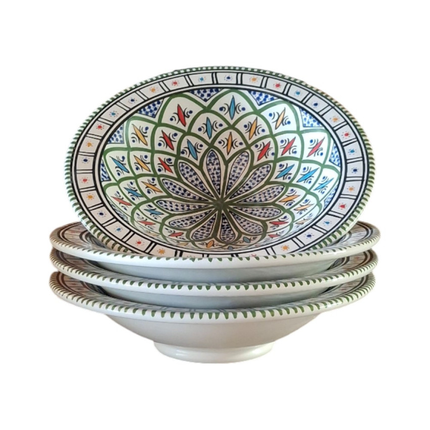 Lot de 4 assiettes creuses Tebsi Bakir vert - D 23 cm