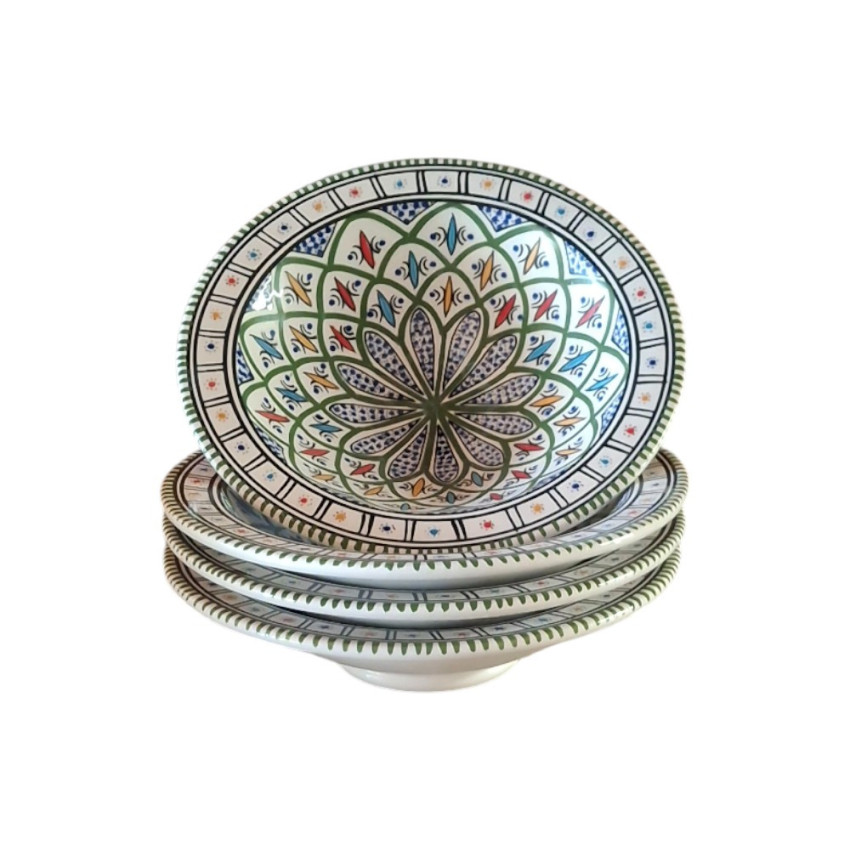 Lot de 4 assiettes creuses Tebsi Bakir vert - D 23 cm