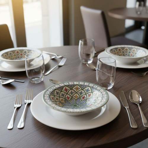 Lot de 4 assiettes creuses Tebsi Bakir vert - D 23 cm