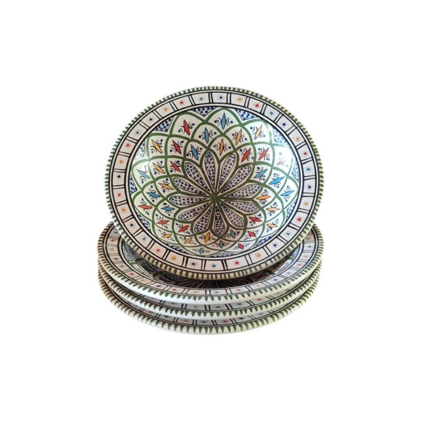 Lot de 4 assiettes creuses Tebsi Bakir vert - D 23 cm