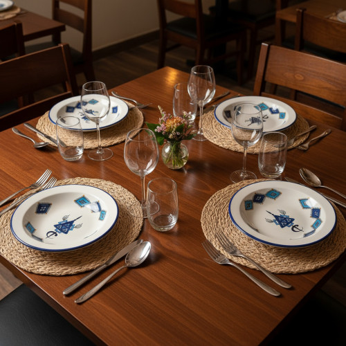 Lot de 4 assiettes creuses Tebsi Sahel Bleu - D 23 cm