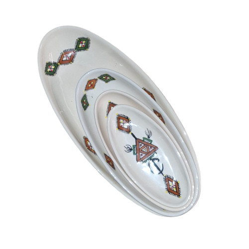 Lot de 4 plats ovales Sahel Beige 2