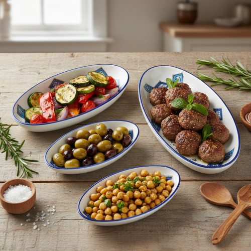 Lot de 4 plats ovales Sahel Bleu