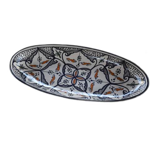 Plat ovale Marocain noir Liseré - L 40 cm 2