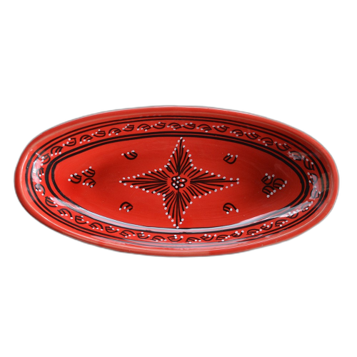 Plat ovale Tatoué rouge - L 20 cm 2