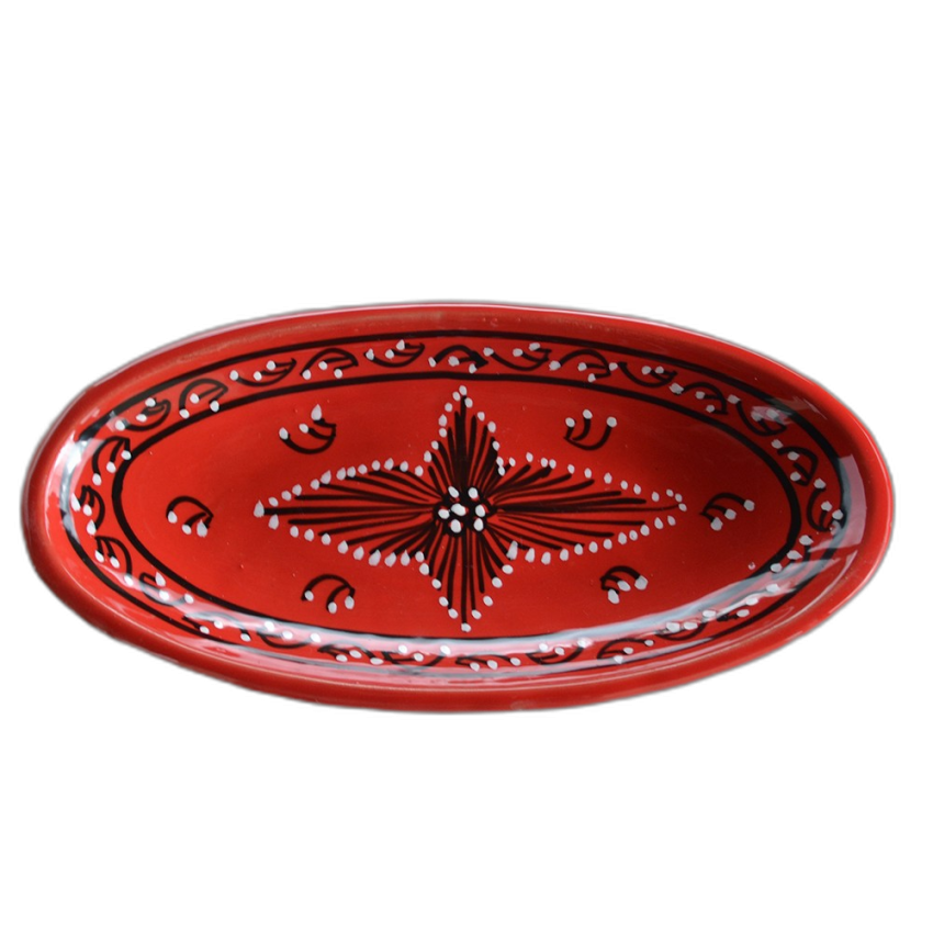 Plat ovale Tatoué rouge - L 24 cm