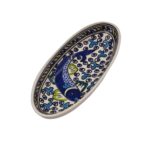 Plat ovale Poissons Bleus - L 24 cm