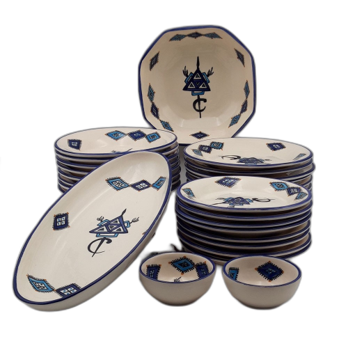 Service de table oriental Sahel Bleu pour 8 personnes
