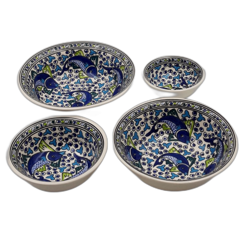 Lot de 4 saladiers Poissons Bleus 2