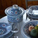 Service à couscous Marocain turquoise assiettes creuses - 6 pers