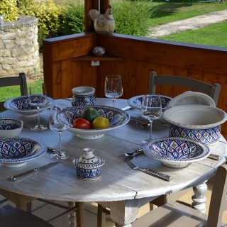 Service à couscous assiettes Bakir bleu - 6 pers