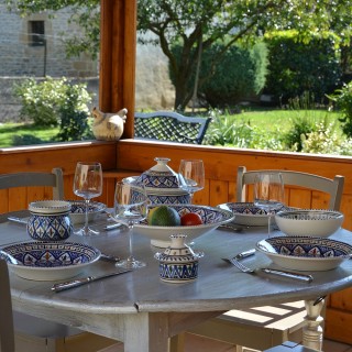 Service à couscous assiettes creuses Bakir bleu - 6 pers