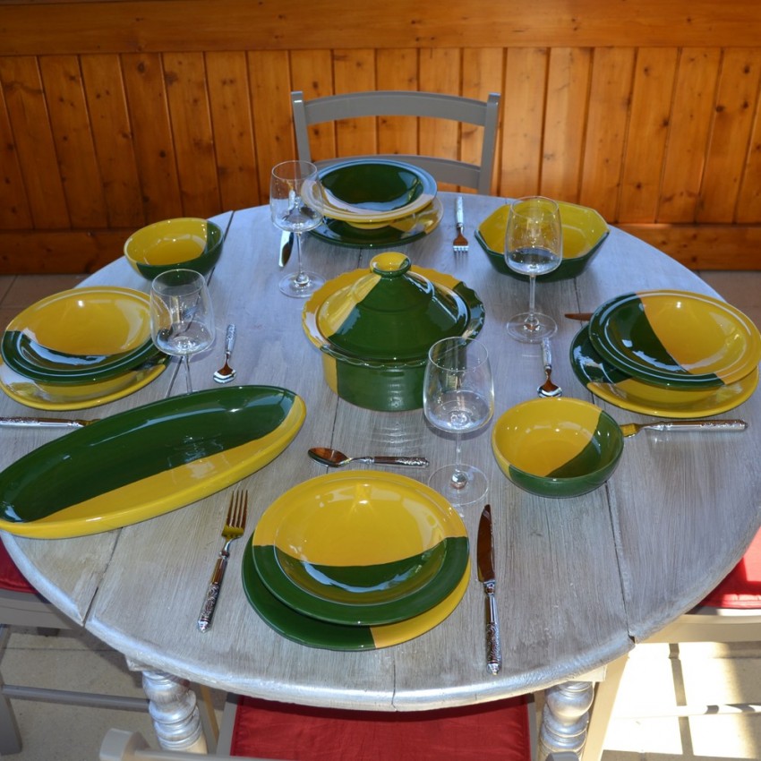 Assiette Tebsi Kerouan jaune et vert - D 23 cm
