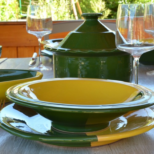Assiette Tebsi Kerouan jaune et vert - D 23 cm 2