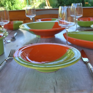Assiette Tebsi Kerouan orange et vert - D 23 cm