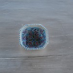 Plat octogonal Marocain turquoise Liseré - L 11 cm