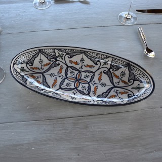 Plat ovale Marocain noir Liseré - L 40 cm