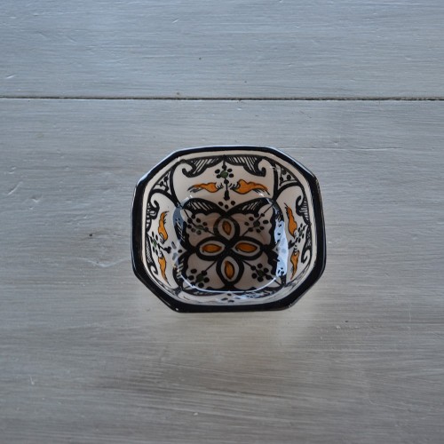 Plat octogonal Marocain noir Liseré - L 10 cm