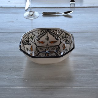 Plat octogonal Marocain noir Liseré - L 15 cm
