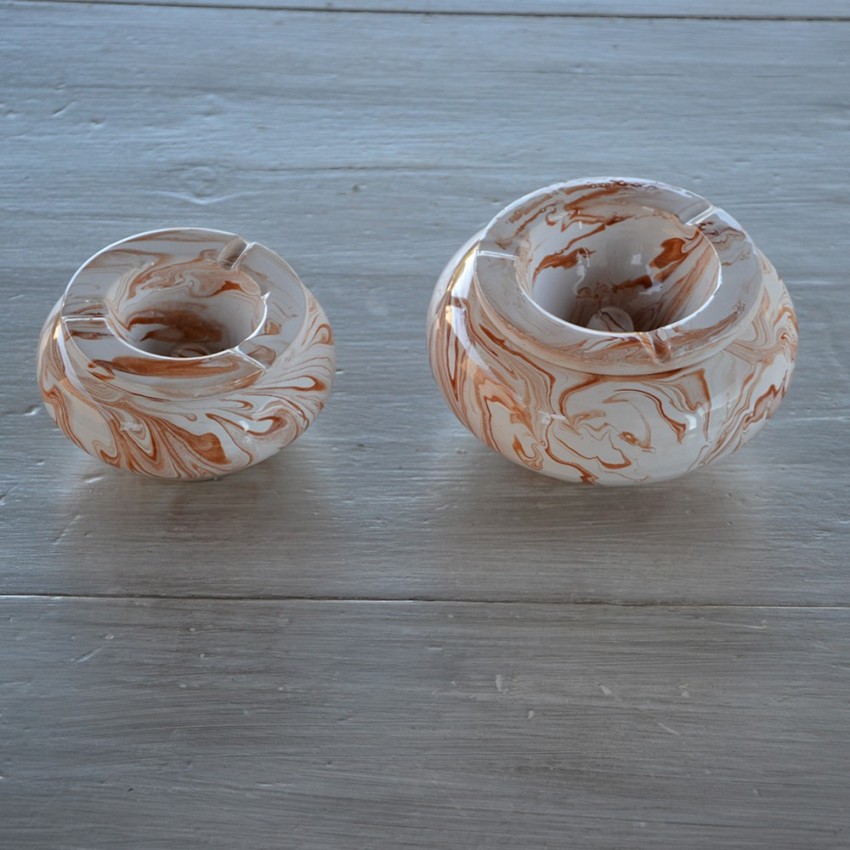 Cendrier anti fumée marbré marron et blanc - Petit modèle