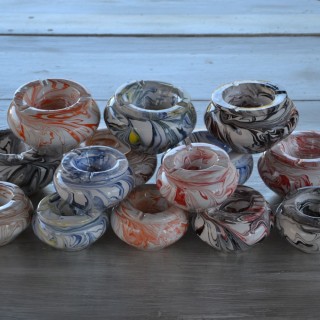 Cendrier anti fumée marbré bleu - Moyen modèle