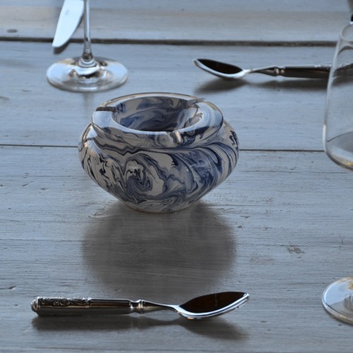 Cendrier anti fumée marbré bleu - Moyen modèle 2