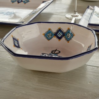 Plat octogonal Khelel bleu - L 20 cm