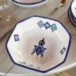Plat octogonal Sahel bleu - L 25 cm