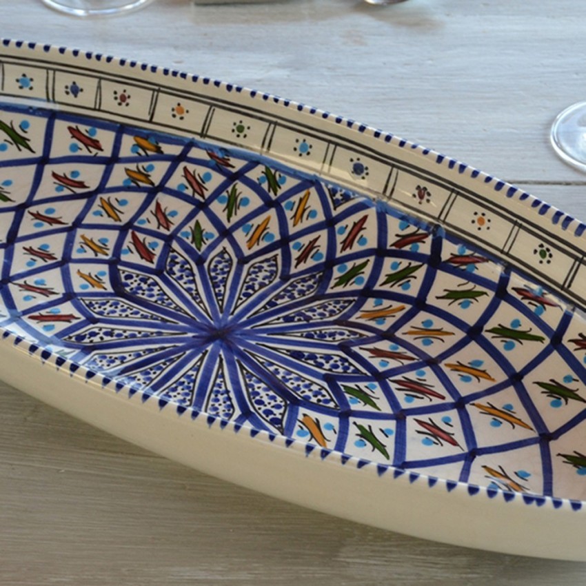 Plat ovale Bakir bleu - L  24 cm