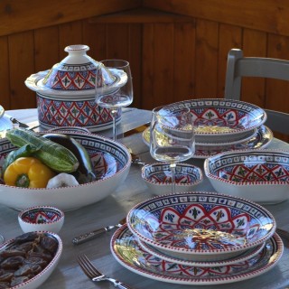 Service à couscous assiettes creuses Bakir rouge - 6 pers