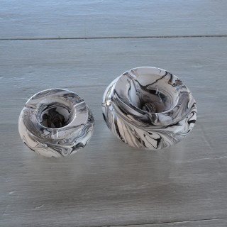 Cendrier Tunisien marbré noir et blanc - Petit modèle