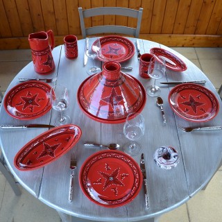 Plat ovale Tatoué rouge - L 20 cm