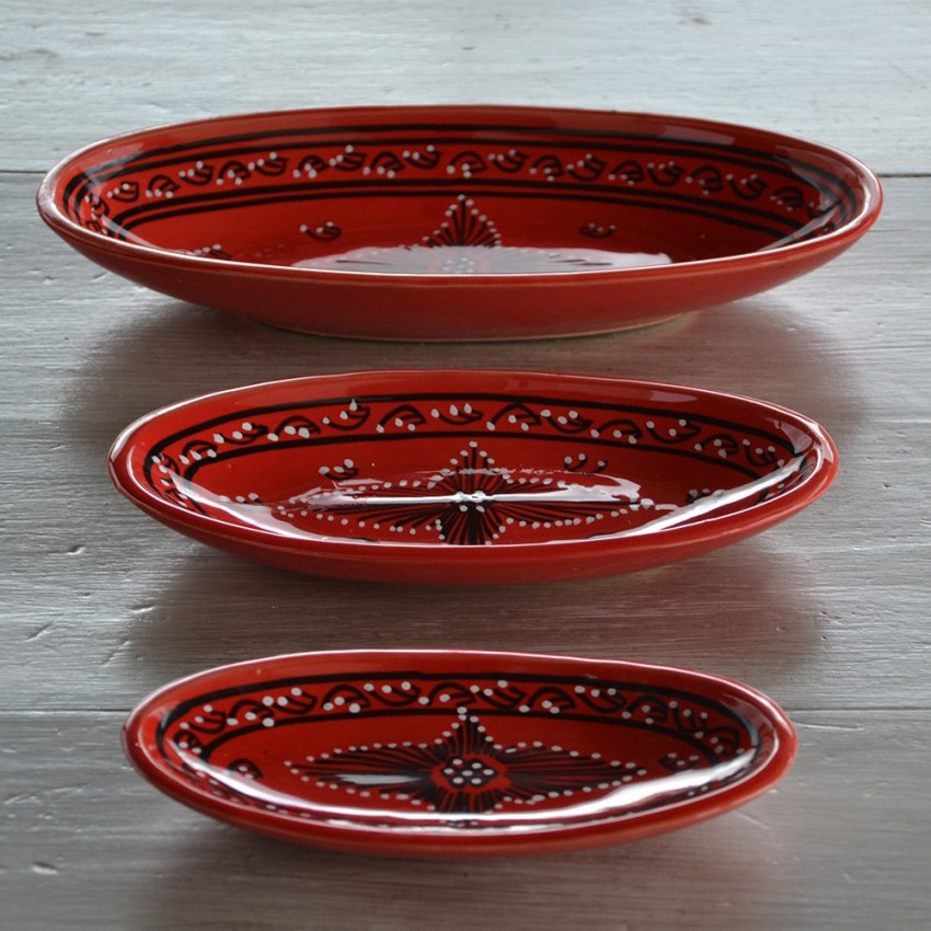 Plat ovale Tatoué rouge - L 24 cm