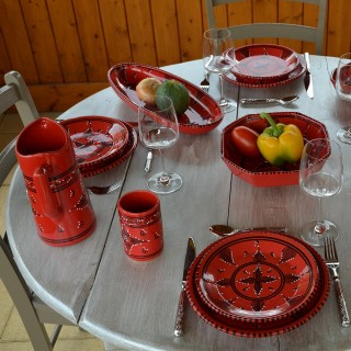 Plat ovale Tatoué rouge - L 30 cm