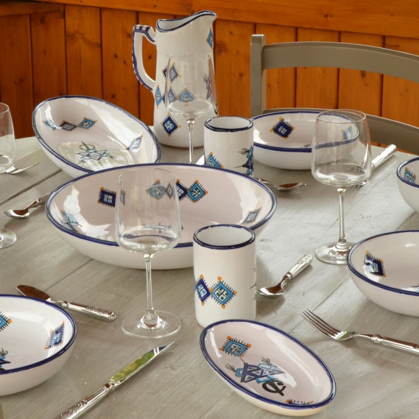 Plat ovale Khelel bleu - L 20 cm