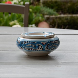 Cendrier Moyen modèle anti fumée Marocain turquoise - D 12 cm