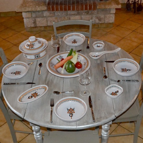 Service à couscous assiettes jattes Sahel beige - 6 pers