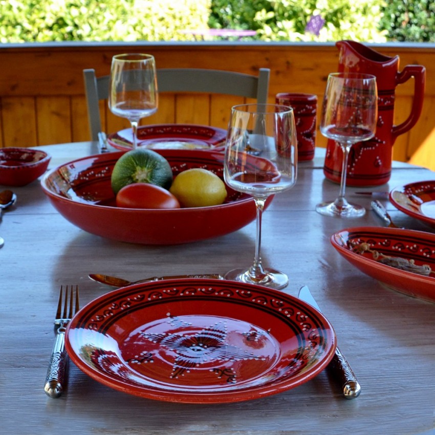 Assiette plate Tatoué rouge - D 28 cm