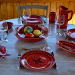 Assiette plate Tatoué rouge - D 28 cm