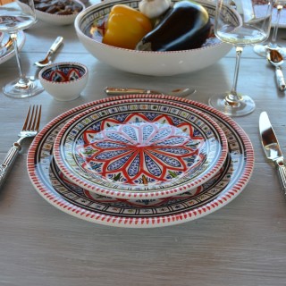 Service de table avec bols Bakir rouge - 12 pers