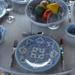 Service de table Marocain turquoise Liseré - 8 pers