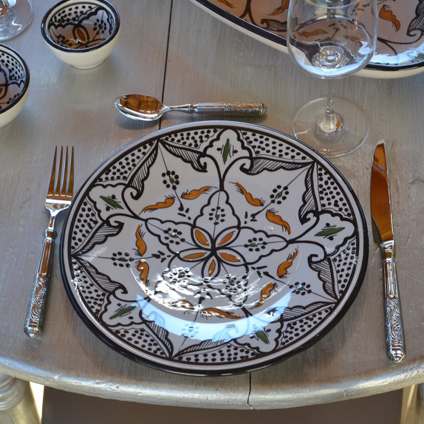 Assiette plate Marocain noir Liseré - D 24 cm