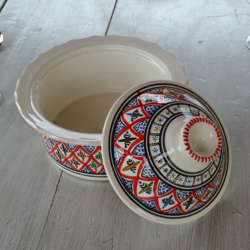 Service à couscous assiettes Tebsi Bakir rouge - 12 pers 