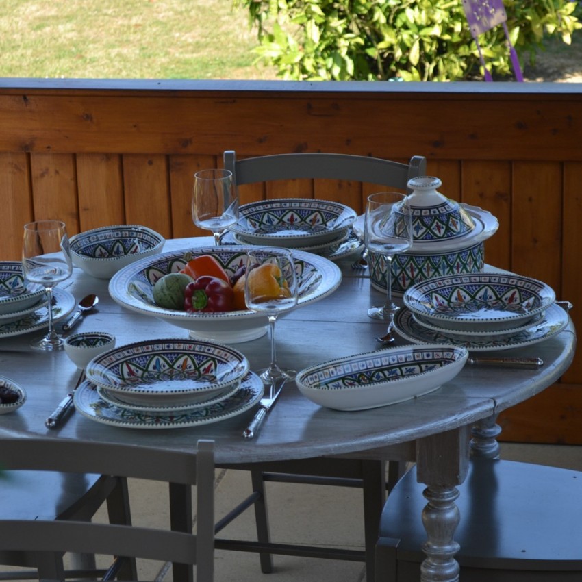 Service à couscous assiettes creuses Bakir vert - 12 pers