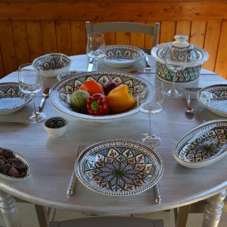 Service à couscous assiettes creuses Bakir vert - 12 pers