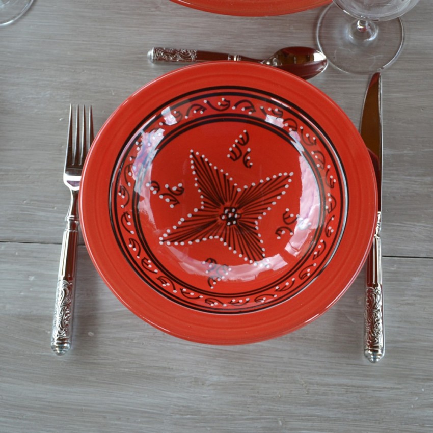 Service à couscous assiettes Tebsis Tatoué rouge - 12 pers 