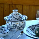 Service à couscous assiettes jattes Marocain noir Liseré- 12 pers