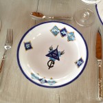 Service à couscous assiettes jattes Sahel bleu - 6 pers