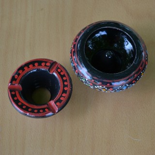 Lot de 3 mini cendriers Marrakech Noir, Vert et Orange