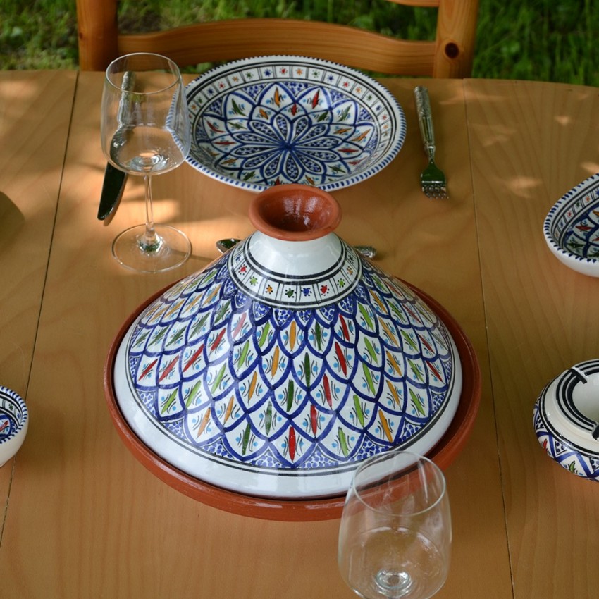 Service tajine assiettes creuses Bakir bleu - 6 pers 